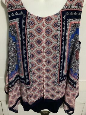 Alyx Printed Red  and Blue Tunic Top size 1X
